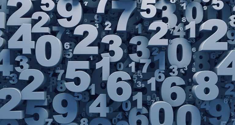 A pile of blue three-dimensional numbers
